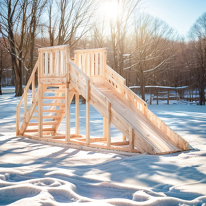 Зимние деревянные горки без покраски